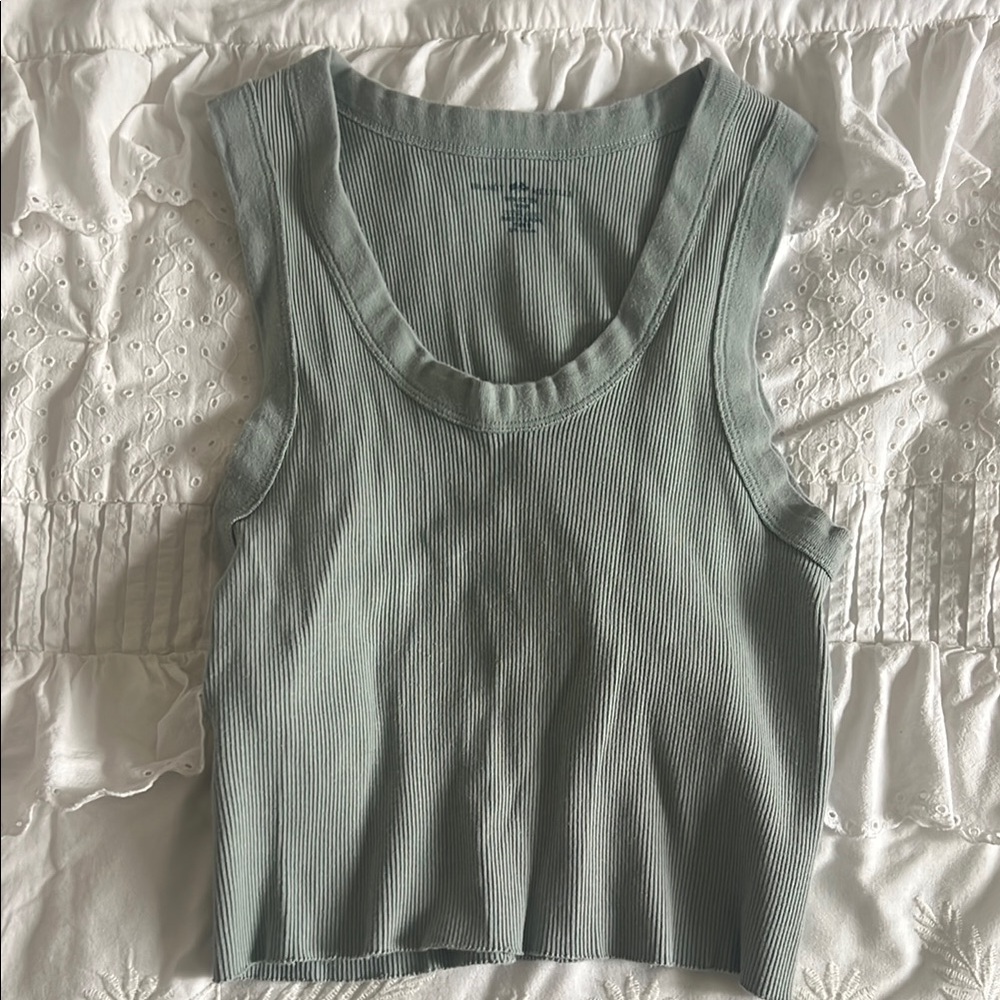Brandy Melville Green Fitted Crop Tank Top